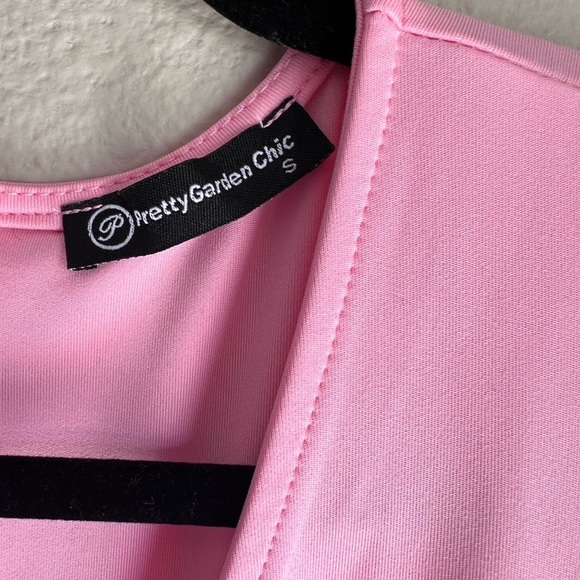 PRETTYGARDEN Pink Flowy Wrap Dress | Midi Length, V-Neck, Fit & Flare - Picture 4 of 6